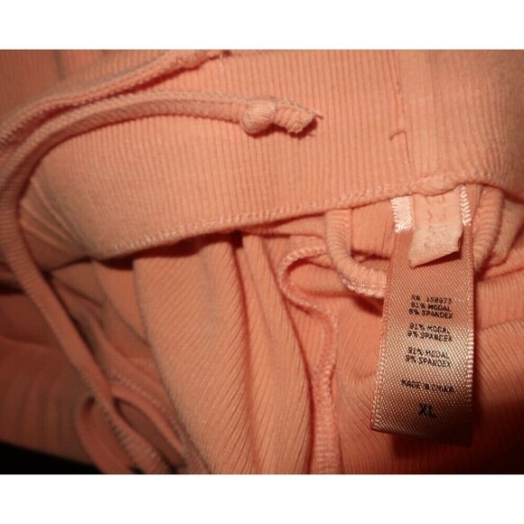 Skims Ribbed Lounge Wear Pants Wider Leg Peach Ribbed Modal Stretch XL - Picture 6 of 9